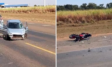 Motociclista tem braço amputado após bater de frente com carro na BR-153, em Rio Preto