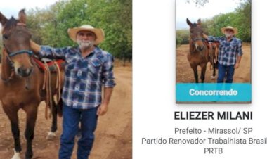 Candidato a prefeito de Mirassol registra foto de urna ao lado de um cavalo