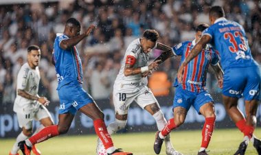 Santos busca empate nos acréscimos após Neymar se descontrolar e ser expulso contra o Bahia