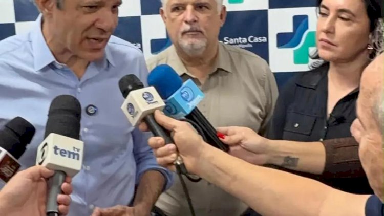 Na Santa Casa de Fernandópolis, Haddad defende troca de dívida bancária por crédito subsidiado