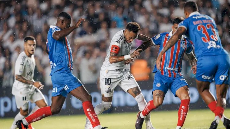 Santos busca empate nos acréscimos após Neymar se descontrolar e ser expulso contra o Bahia