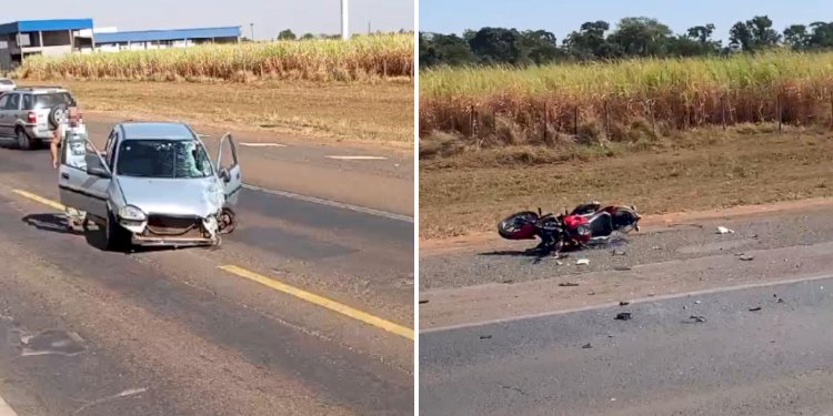 Motociclista tem braço amputado após bater de frente com carro na BR-153, em Rio Preto