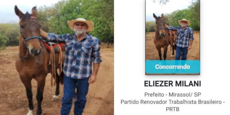 Candidato a prefeito de Mirassol registra foto de urna ao lado de um cavalo