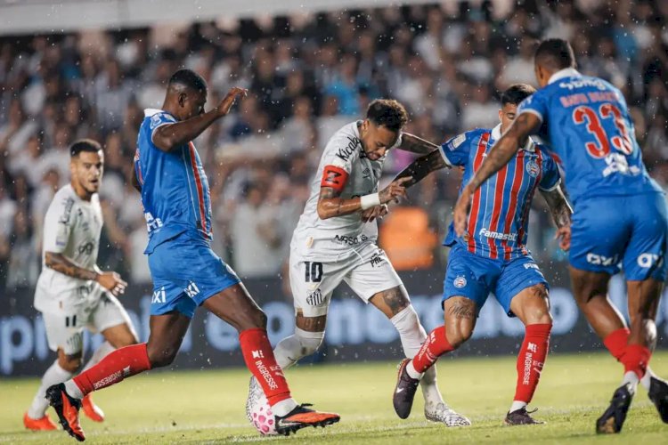 Santos busca empate nos acréscimos após Neymar se descontrolar e ser expulso contra o Bahia